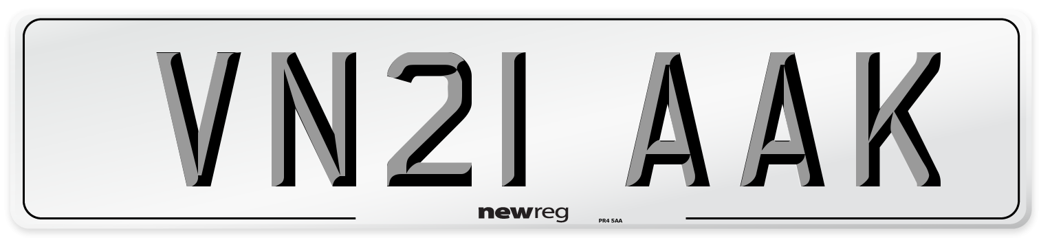 VN21 AAK Number Plate from New Reg
